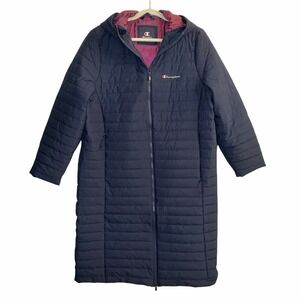 Champion Women's Puffer Coat Navy Polyester Size Large